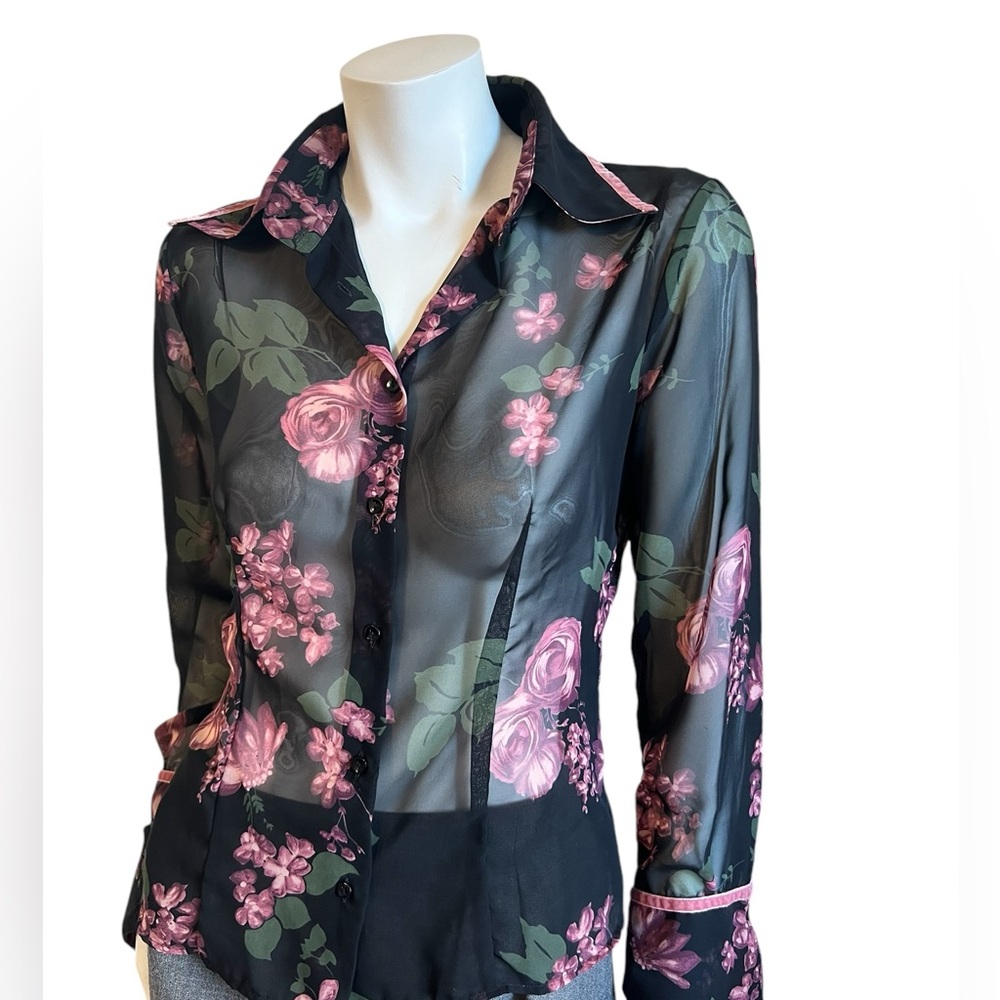 Sisley  Vintage Floral Long Sleeve Button Up Blouse | Size Medium Made i…